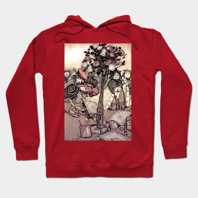 Painting the Roses Red - Alice in Wonderland - Arthur Rackham Hoodie by forgottenbeauty